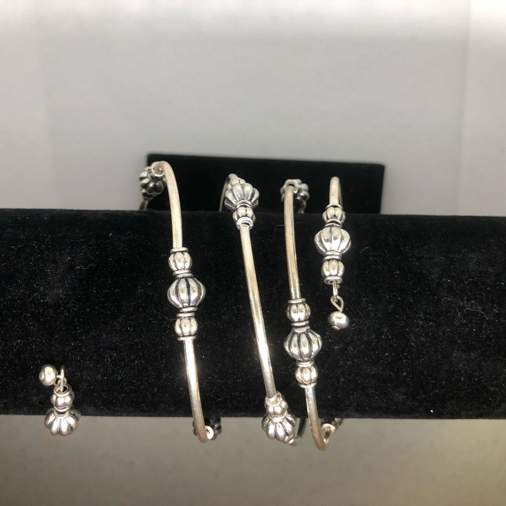 Silver Metal Beaded Coiled Wrap Around Bracelet Boho